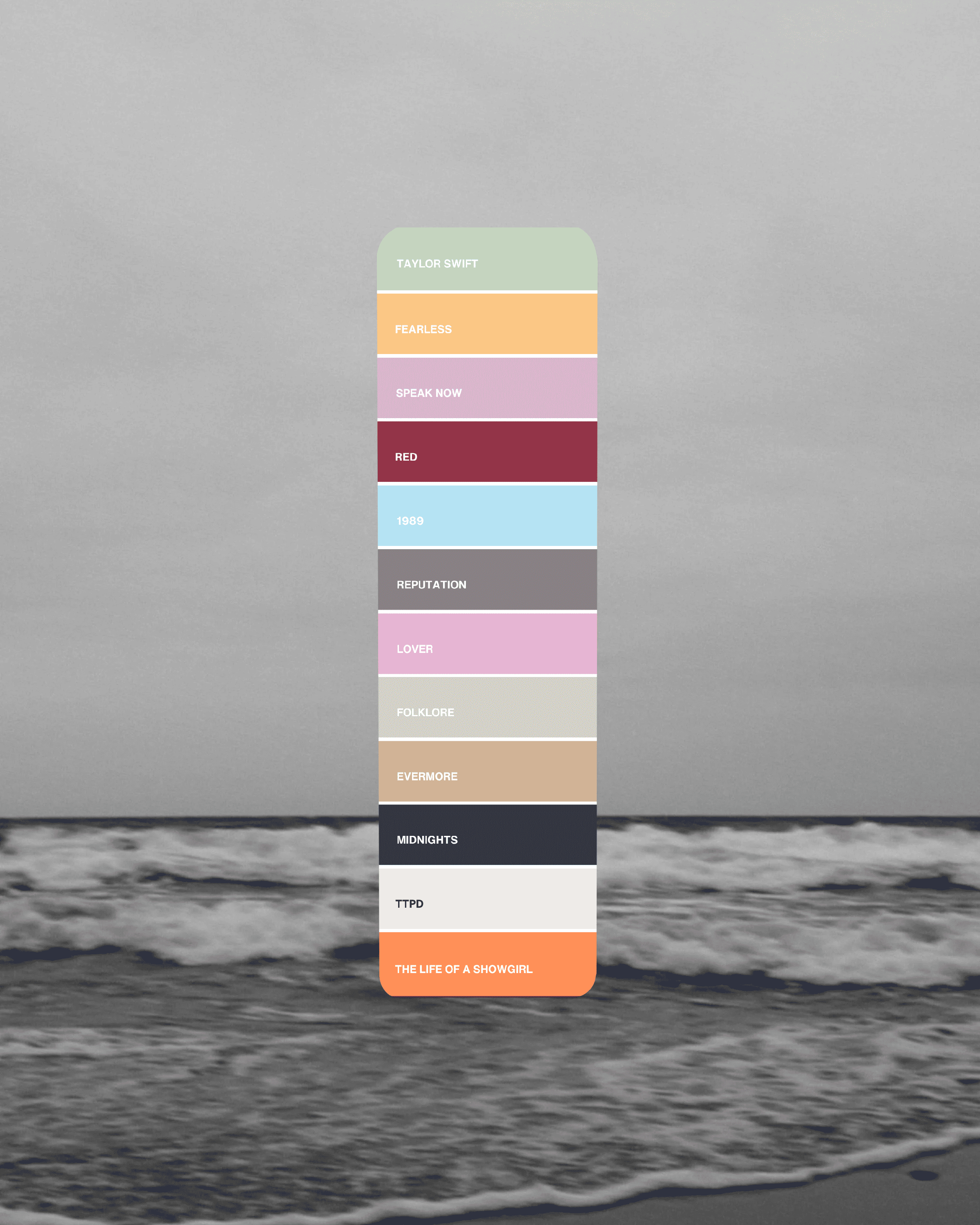 The Eras Paint Swatch Bookmark