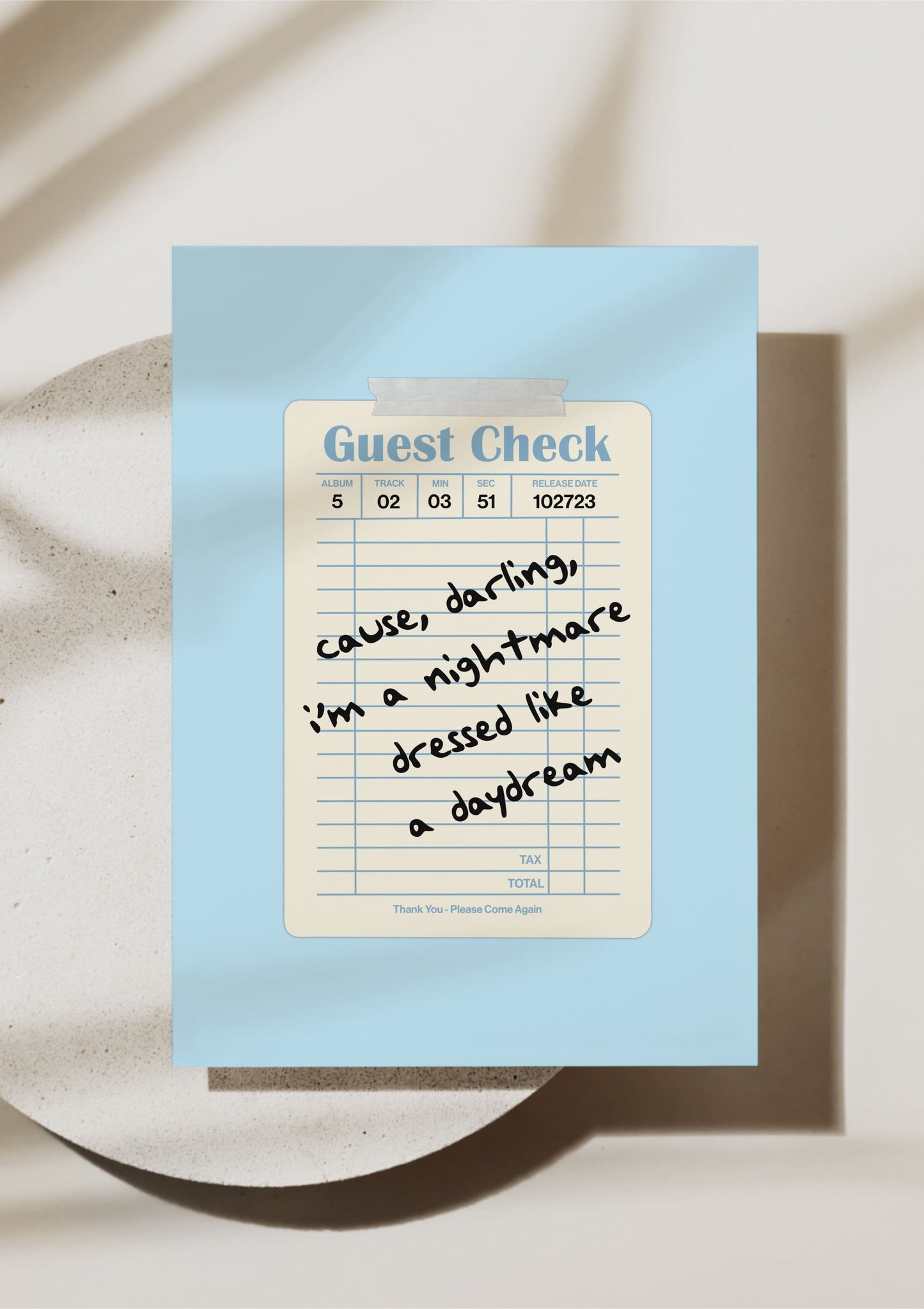 1989 Guest Check Print