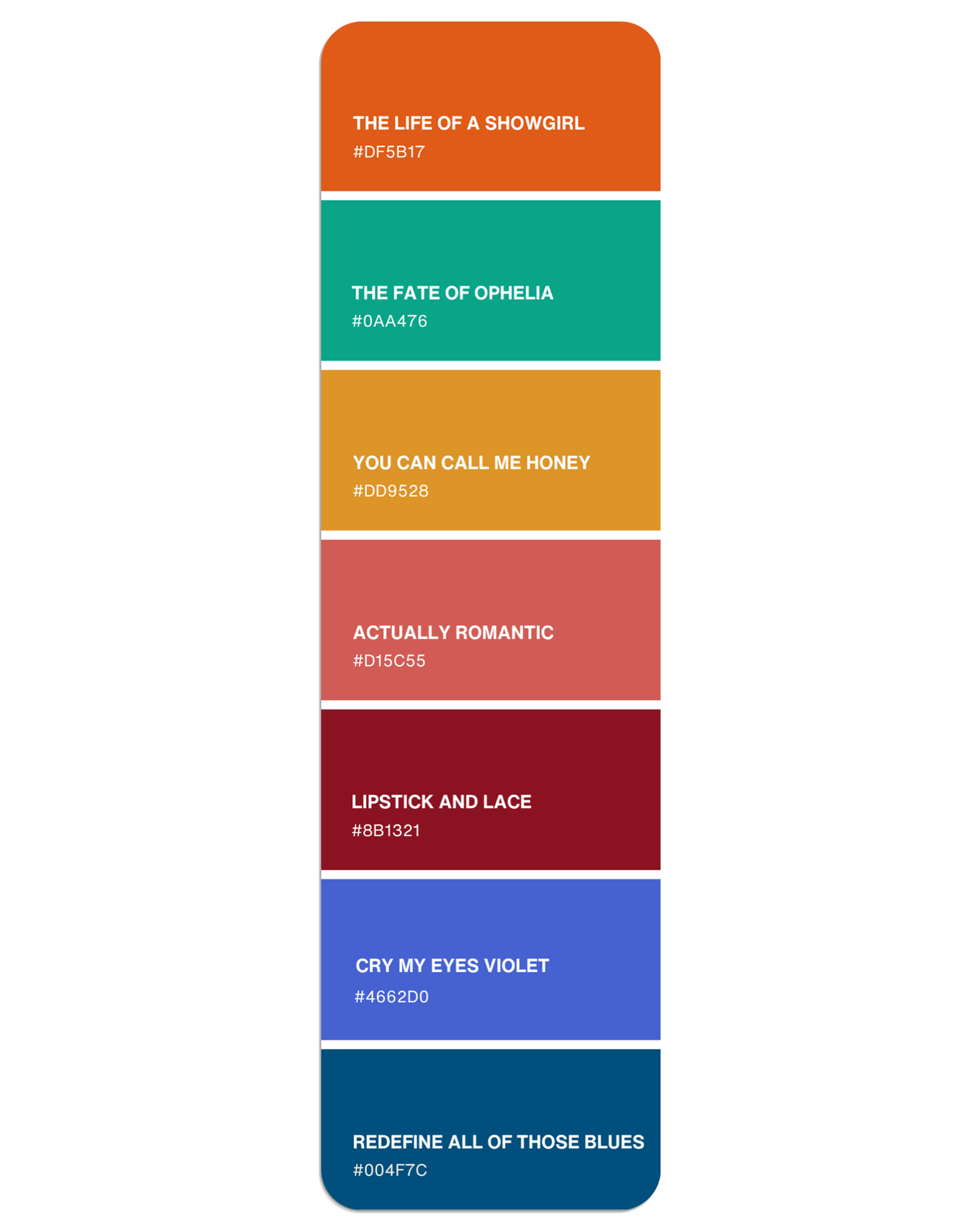 The Showgirl Era Paint Swatch Bookmark