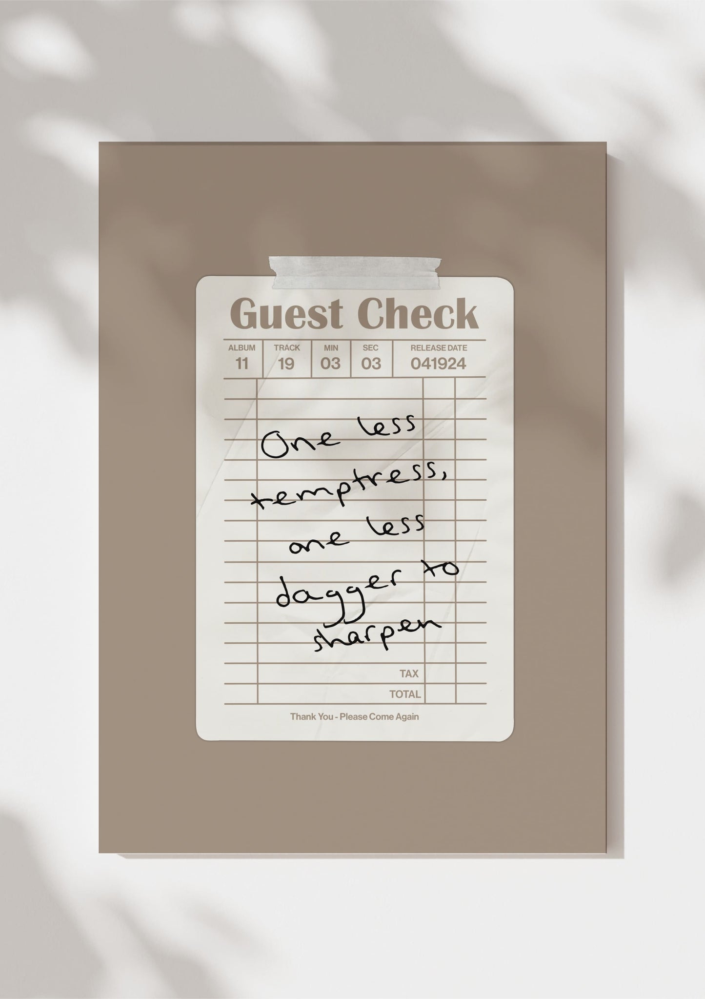 TTPD Guest Check Print