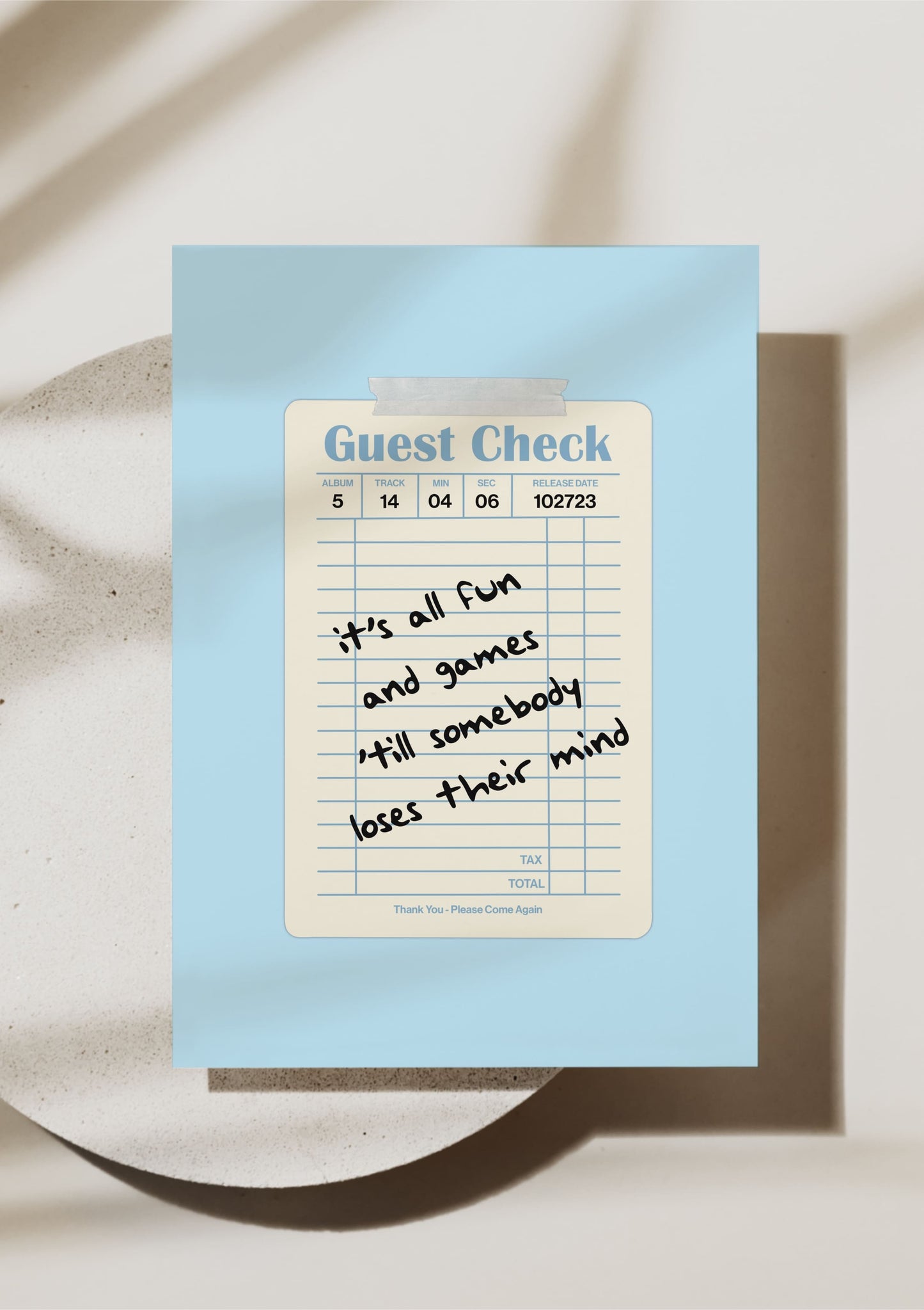1989 Guest Check Print