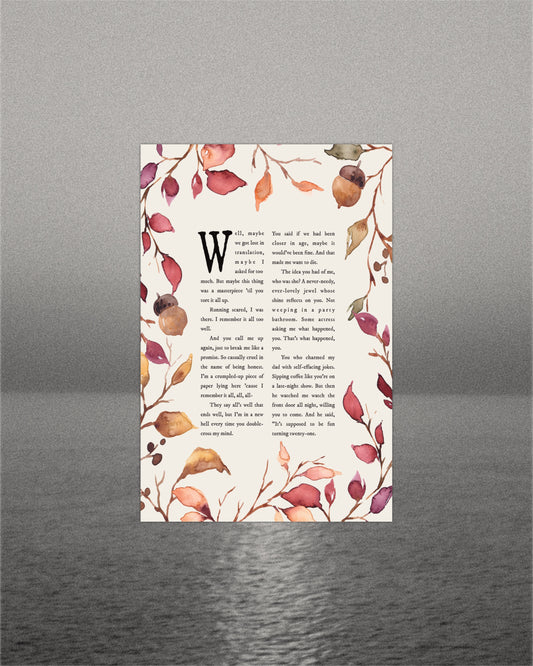 All Too Well Postcard
