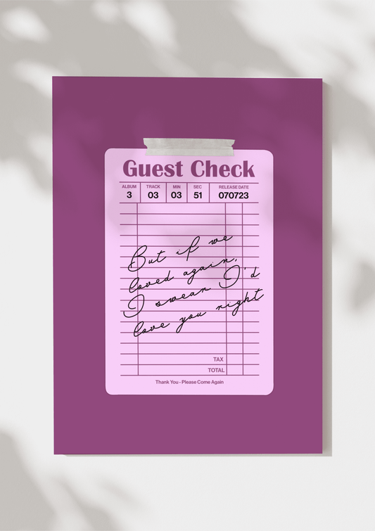 Speak Now Guest Check Print