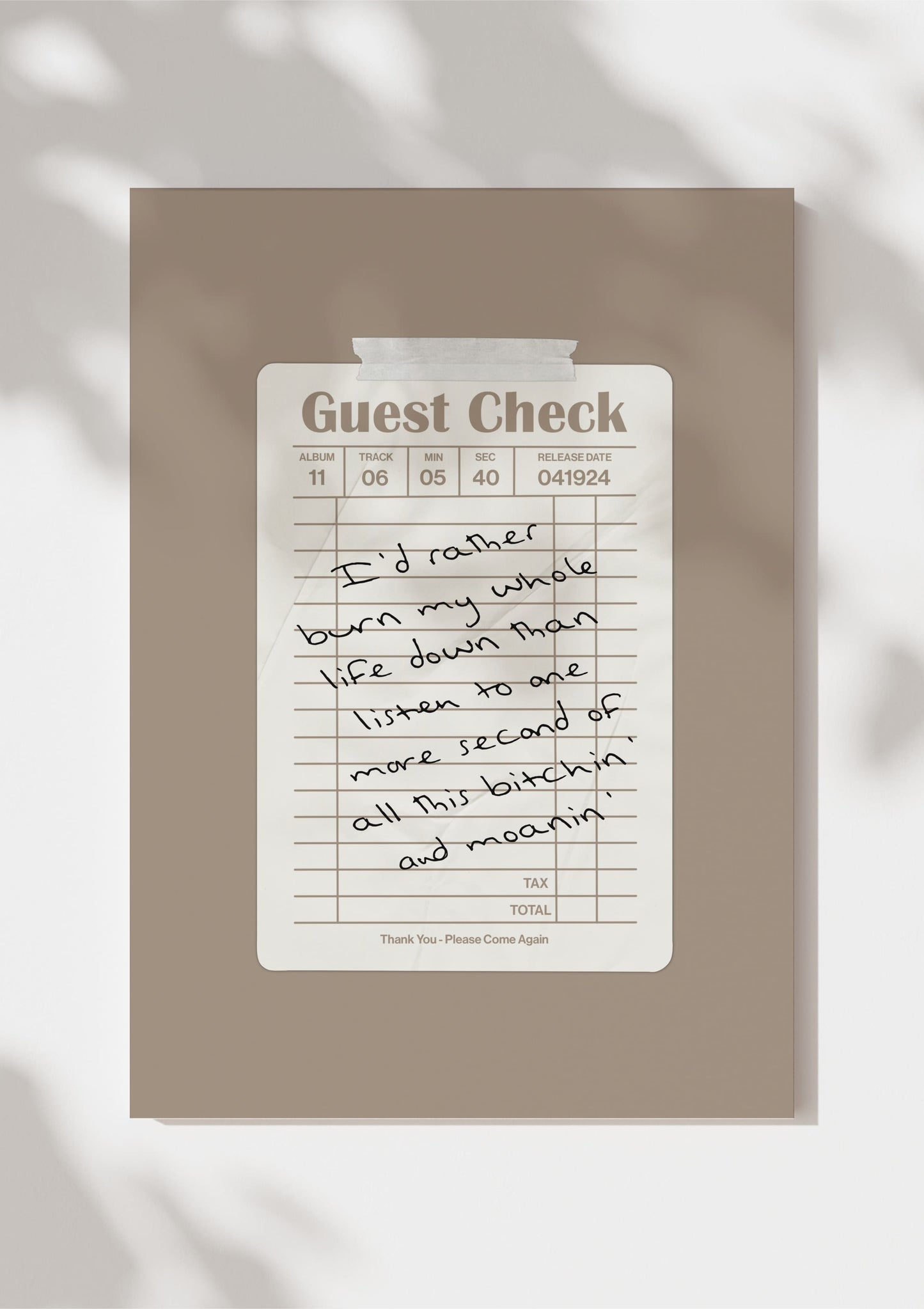 TTPD Guest Check Print