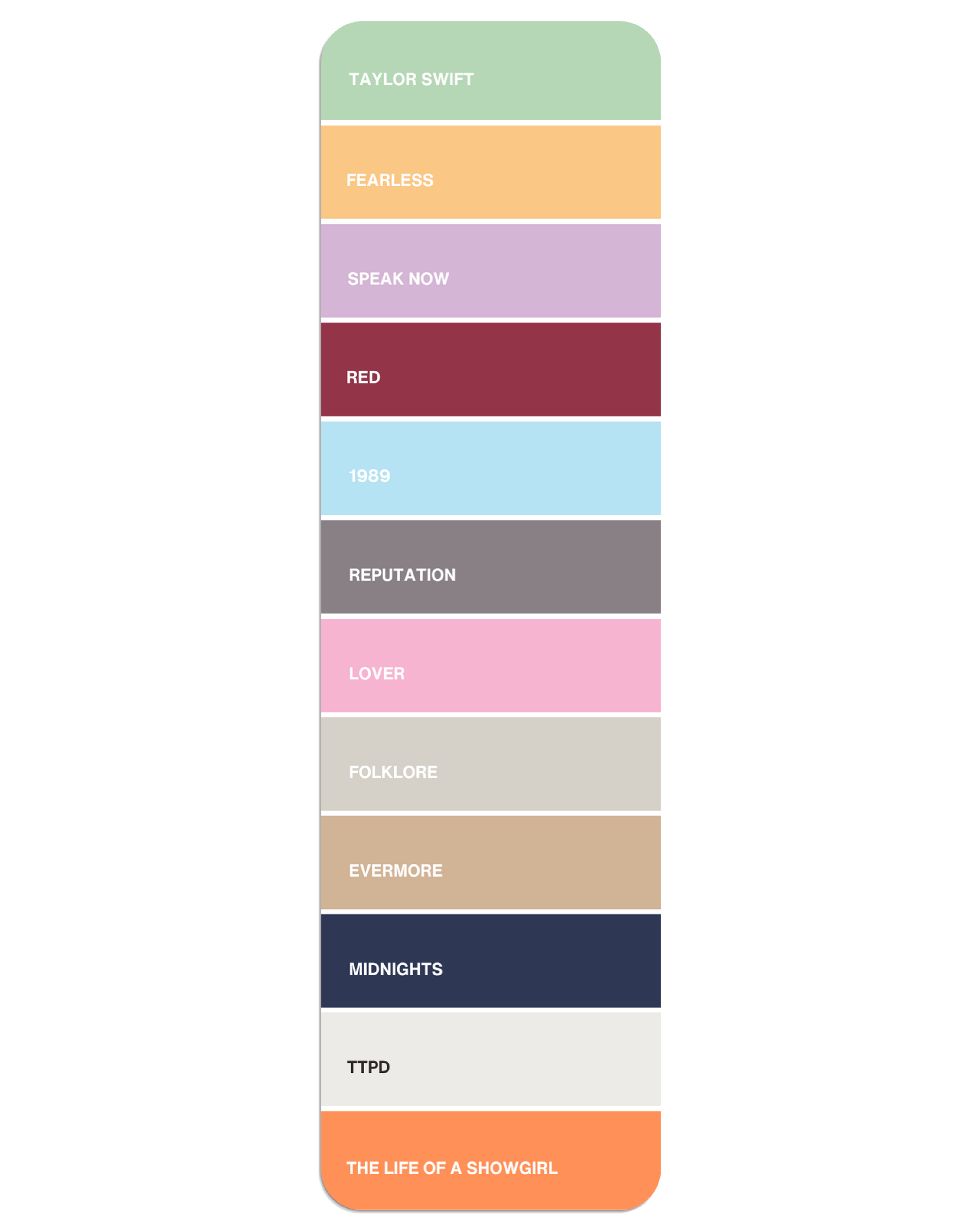 Le marque-page nuancier The Eras