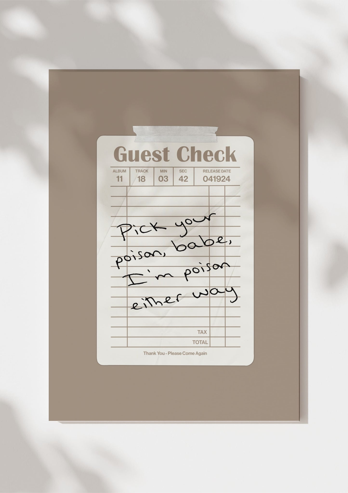 TTPD Guest Check Print