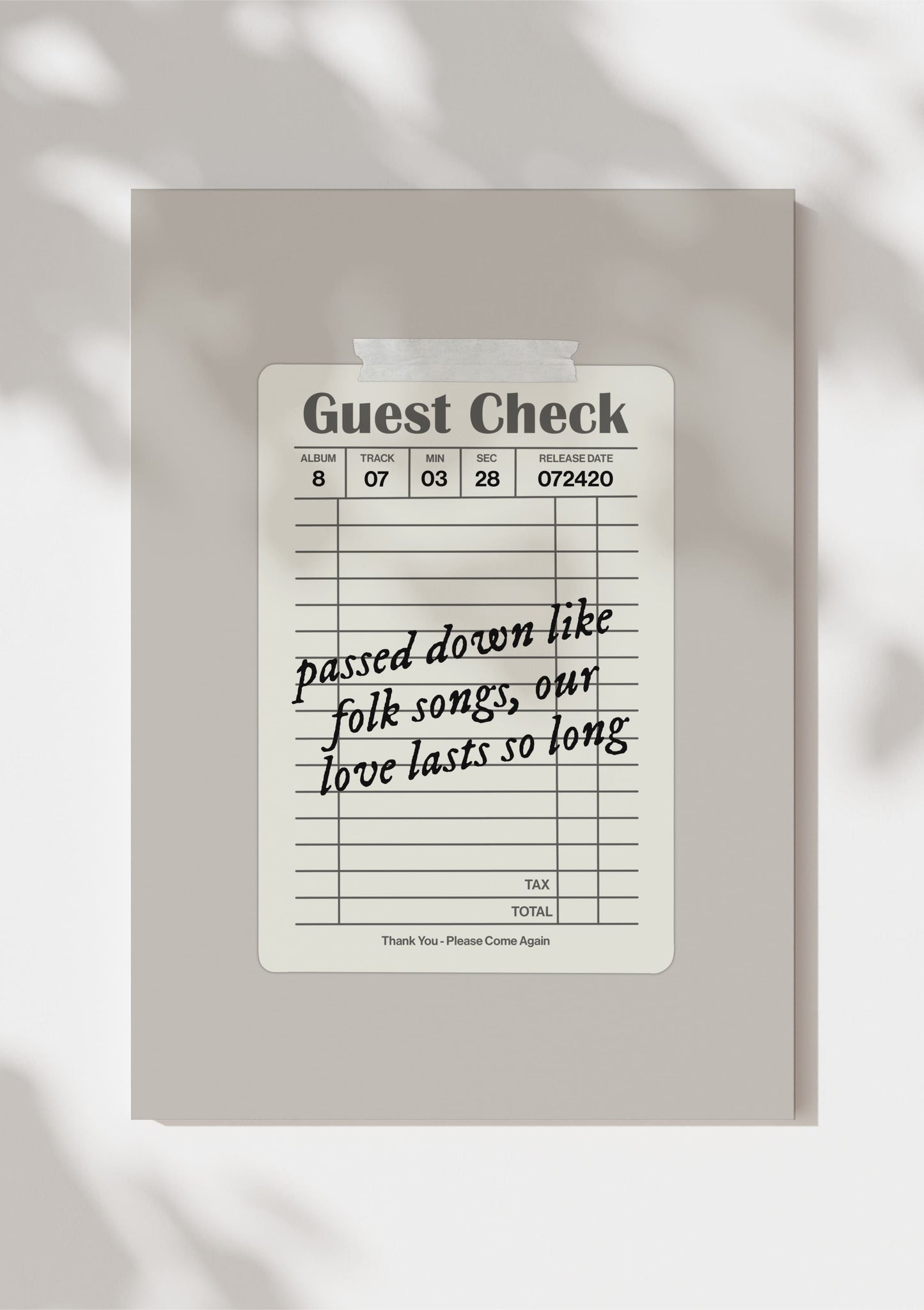 Folklore Guest Check Print